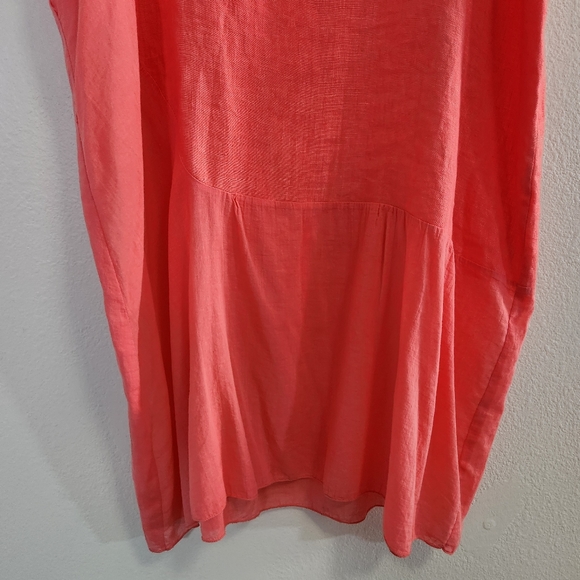 Vivian Shyu Dress Womens Medium Pink Linen Lagenlook Asymmetrical Modern Minimal - Picture 5 of 13